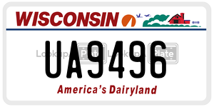 UA9496  license plate in WI