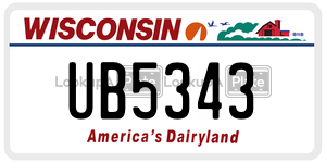 UB5343  license plate in WI