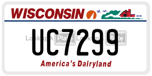 UC7299  license plate in WI