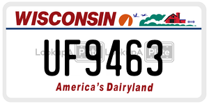 UF9463  license plate in WI