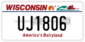 UJ1806  license plate in WI