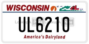 UL6210 license plate in Wisconsin