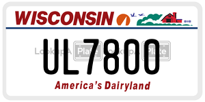 UL7800  license plate in WI