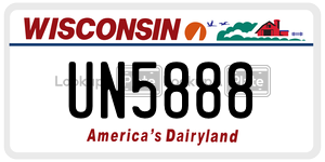 UN5888  license plate in WI