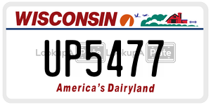 UP5477 license plate in Wisconsin