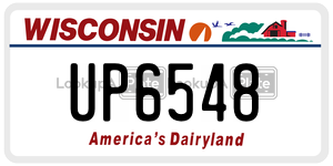 UP6548  license plate in WI