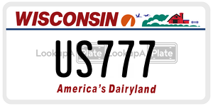 US777  license plate in WI