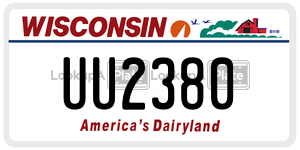 UU2380  license plate in WI