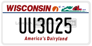 UU3025  license plate in WI