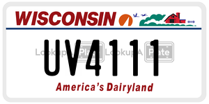 UV4111  license plate in WI