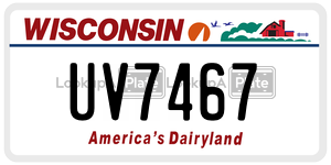UV7467  license plate in WI