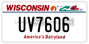 UV7606  license plate in WI