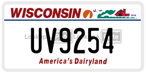 UV9254  license plate in WI