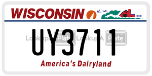 UY3711  license plate in WI