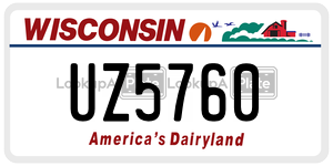 UZ5760 license plate in Wisconsin