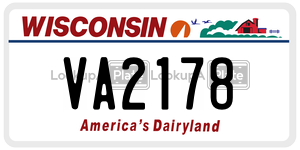 VA2178  license plate in WI