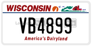 VB4899  license plate in WI