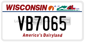 VB7065  license plate in WI