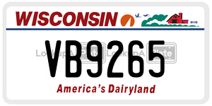 VB9265  license plate in WI