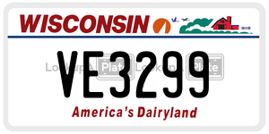 VE3299  license plate in WI
