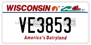 VE3853 license plate in Wisconsin