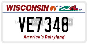 VE7348 license plate in Wisconsin