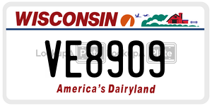 VE8909  license plate in WI