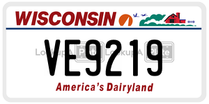 VE9219  license plate in WI