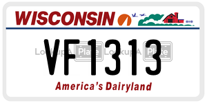 VF1313  license plate in WI