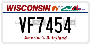 VF7454  license plate in WI
