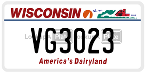 VG3023  license plate in WI