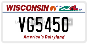 VG5450  license plate in WI