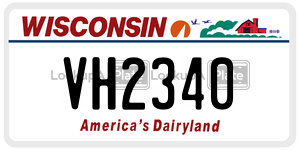 VH2340  license plate in WI