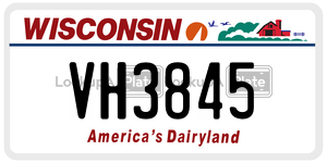 VH3845  license plate in WI