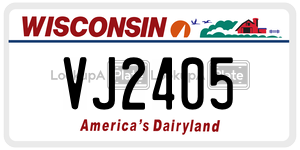 VJ2405  license plate in WI