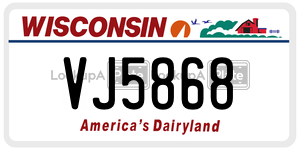 VJ5868  license plate in WI