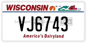 VJ6743  license plate in WI