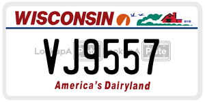 VJ9557  license plate in WI