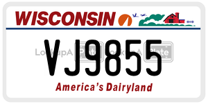 VJ9855  license plate in WI
