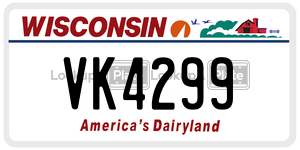 VK4299  license plate in WI