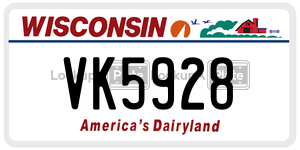 VK5928  license plate in WI