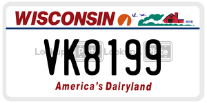 VK8199  license plate in WI