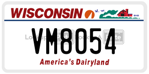 VM8054  license plate in WI