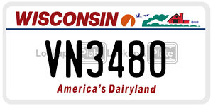 VN3480  license plate in WI