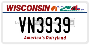 VN3939 license plate in Wisconsin