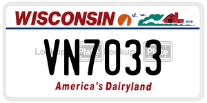 VN7033  license plate in WI