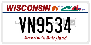 VN9534  license plate in WI