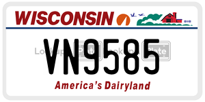 VN9585  license plate in WI