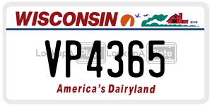 VP4365  license plate in WI