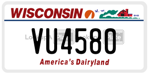 VU4580 license plate in Wisconsin